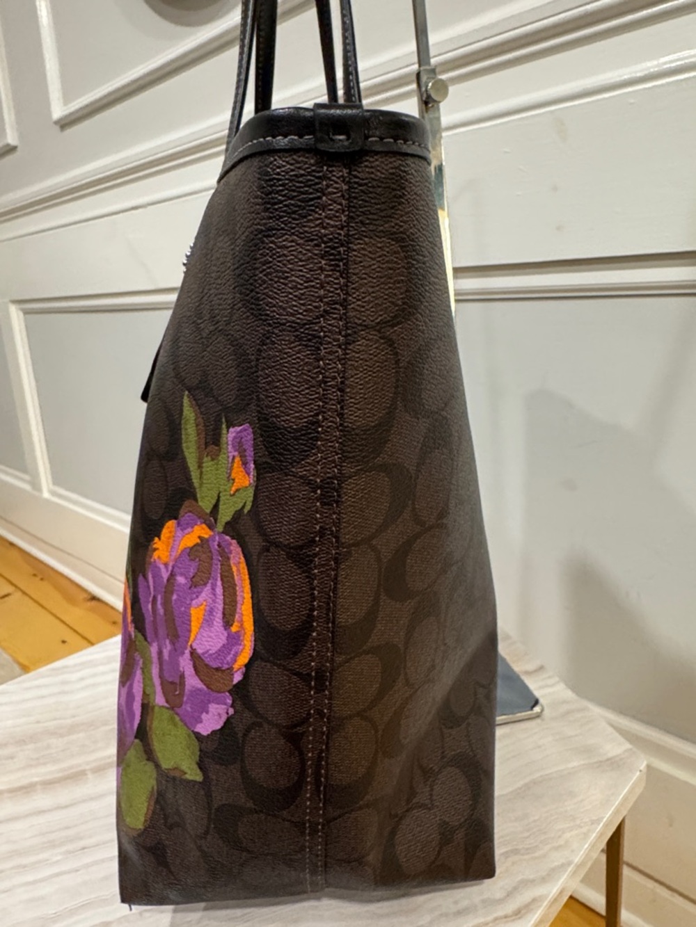 Coach Bag City Tote in Signature Brown with Floral Print - Picture 6 of 17